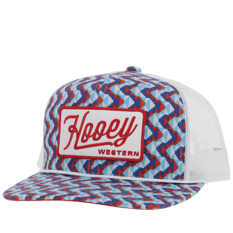 Load image into Gallery viewer, 2448T-BLWH - HOOEY  &quot;LAKOTA&quot; HAT BLUE/WHITE W/RED &amp; WHITE PATCH
