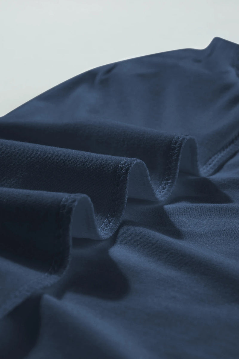 Load image into Gallery viewer, DLLS535 - Ladies Navy Blue Seamed Detail Contrast Lace Raglan Sleeve Tee

