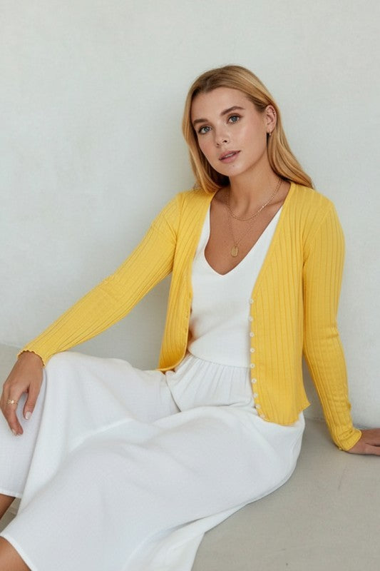 Load image into Gallery viewer, TWT7 - Ladies Yellow Ribbed Top
