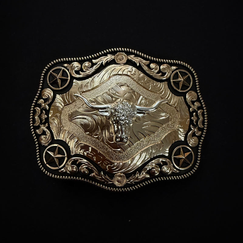 Load image into Gallery viewer, AWW6 - Bullhead Rose Gold 4 Star Buckle
