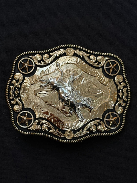 AWW7 - Bullrider Rose Gold 4 Star Buckle