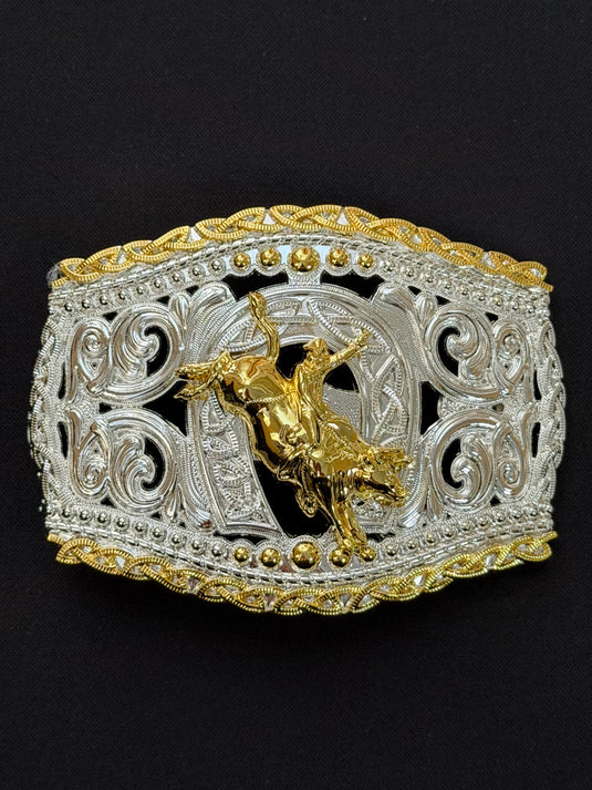 AWW12 - Bullrider Horseshoe Silver & Gold Buckle