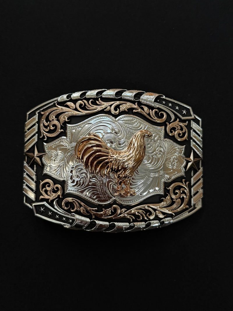 Load image into Gallery viewer, AWW17 - Rooster Tooled Design Rose Gold Buckle
