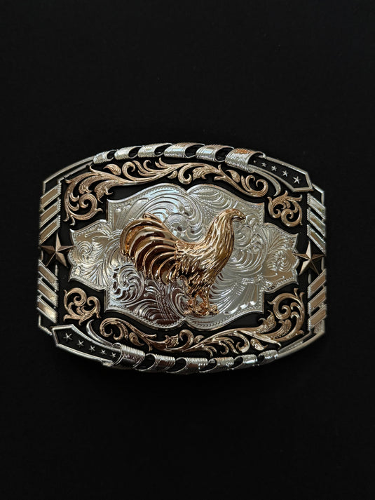 AWW17 - Rooster Tooled Design Rose Gold Buckle