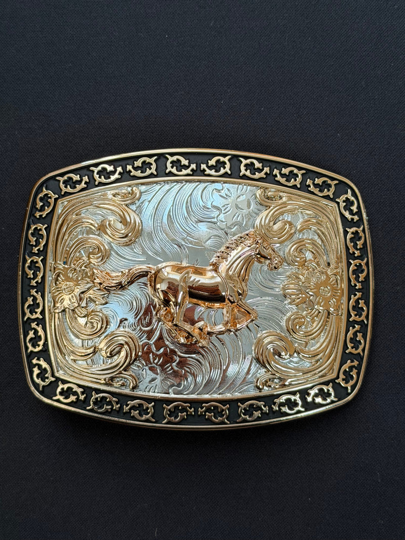 Load image into Gallery viewer, AWW21 - Horse Buckle With Tooled Design
