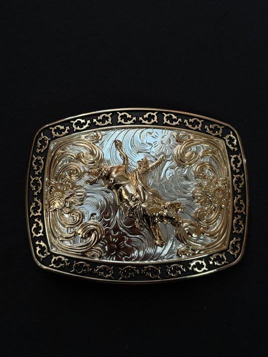 AWW22 - Bullrider Buckle With Tooled Design