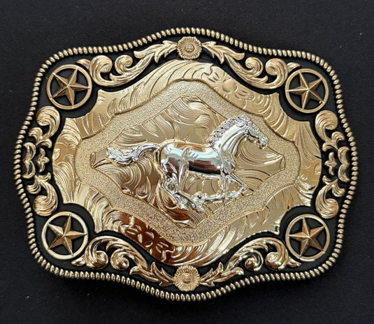 AWW28 - Horse Rose Gold 4 Star Buckle