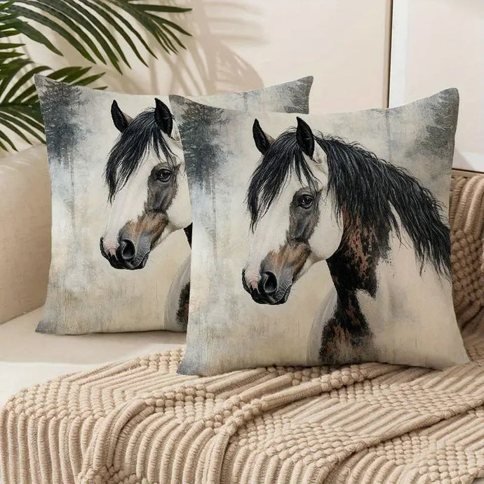 TMPL24 - 2 Piece Set Horse Print Throw Pillows