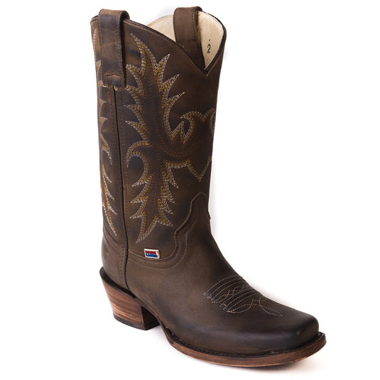 2561 - RockinLeather Women's Distressed Brown Narrow Square Toe Western Boot