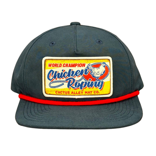 256BLU-P111 - "Chicken Roping" - Royal Blue/ Red Rope Snapback