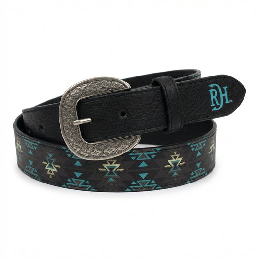 24069BE4 - Red Dirt Hat Co Men's Blue And Gray Southwest Print Pattern Belt