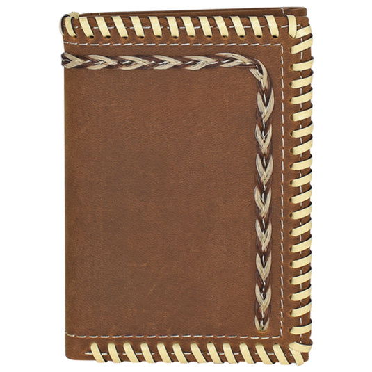 23205765W4 - Justin Men's Trifold Wallet W/ Whip Stitch And Horse Hair