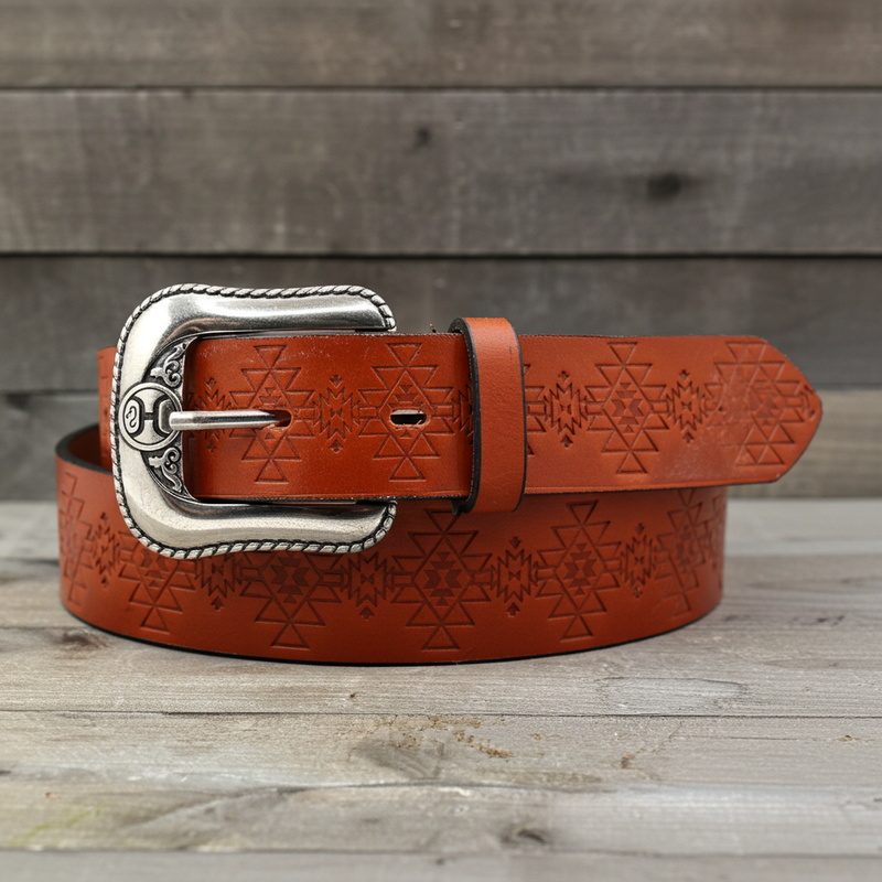 Load image into Gallery viewer, HMBLT044 - Hooey Classic Bomber 1.5&quot; Tan Leather Belt with Monterey Embossed Pattern
