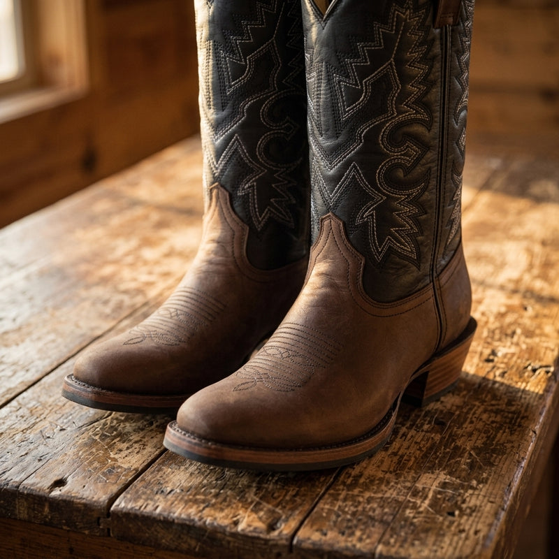 Load image into Gallery viewer, 1228 - RockinLeather Men's Round Toe Gaucho Brown Western Boot
