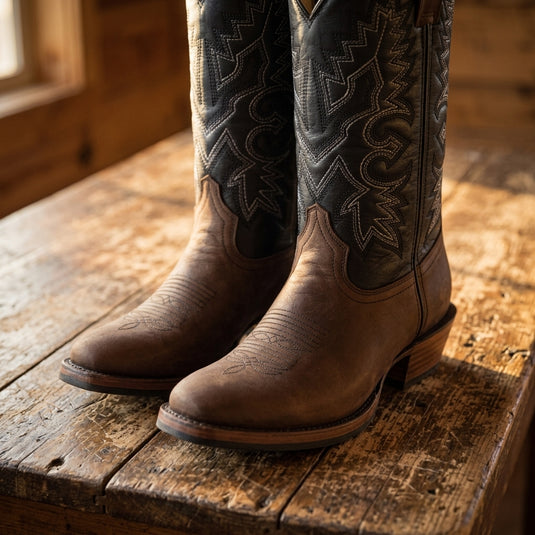 1228 - RockinLeather Men's Round Toe Gaucho Brown Western Boot