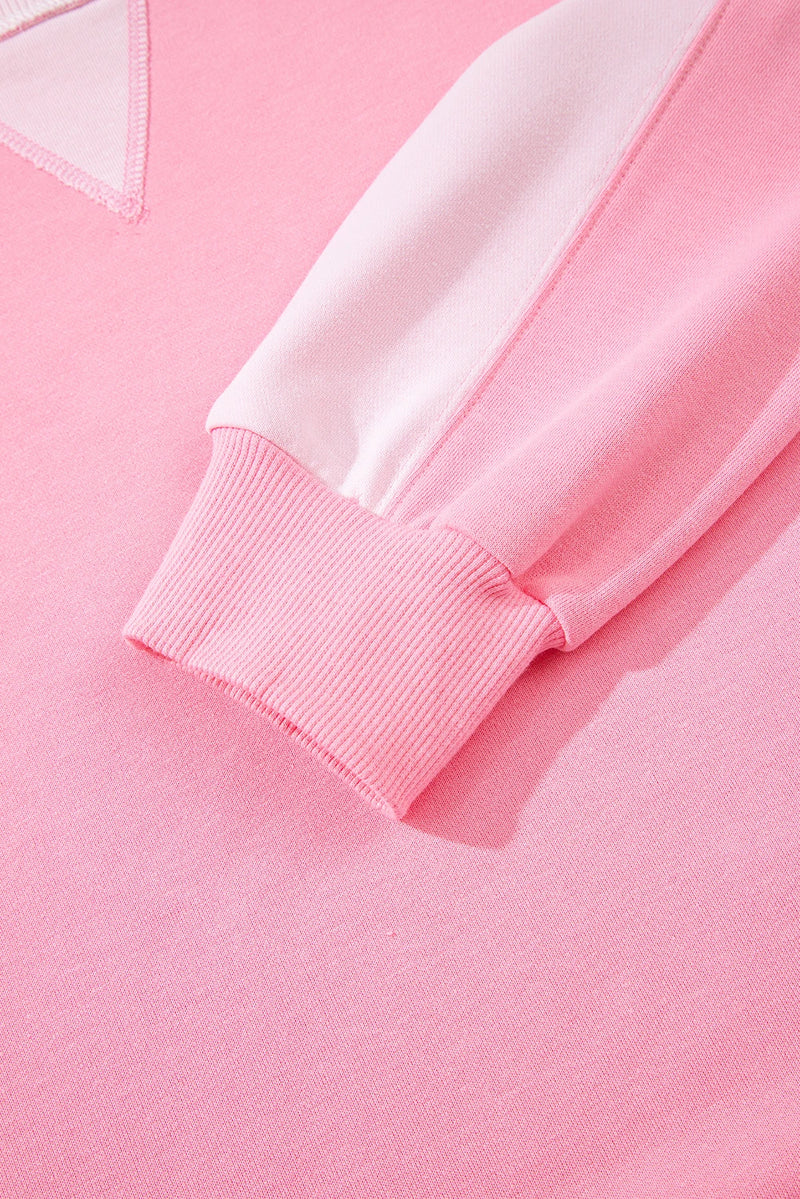 Load image into Gallery viewer, DLLS326 - Ladies Bonbon 2-Tone Color Block Patchwork Drop Shoulder Sweatshirt

