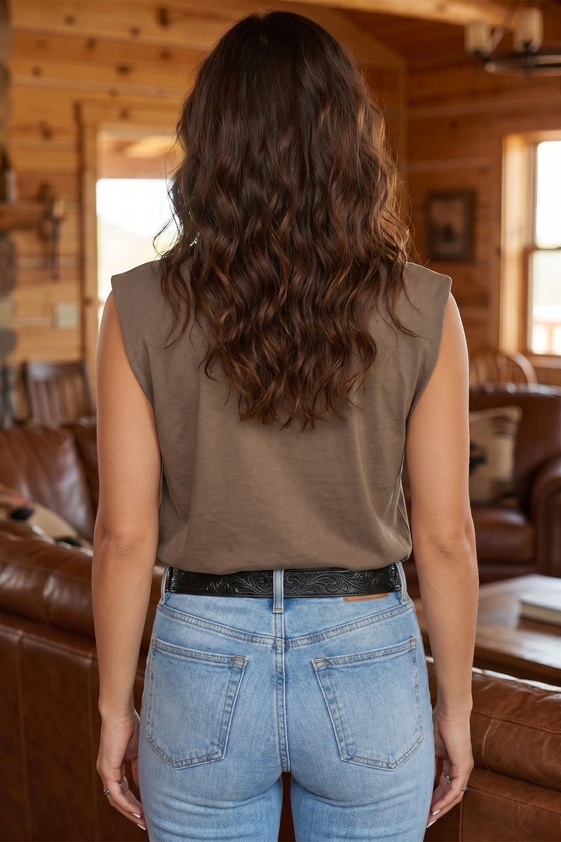 Load image into Gallery viewer, DLLS735 - Ladies Breen Western Soul Sleeveless Round Neck Muscle Top

