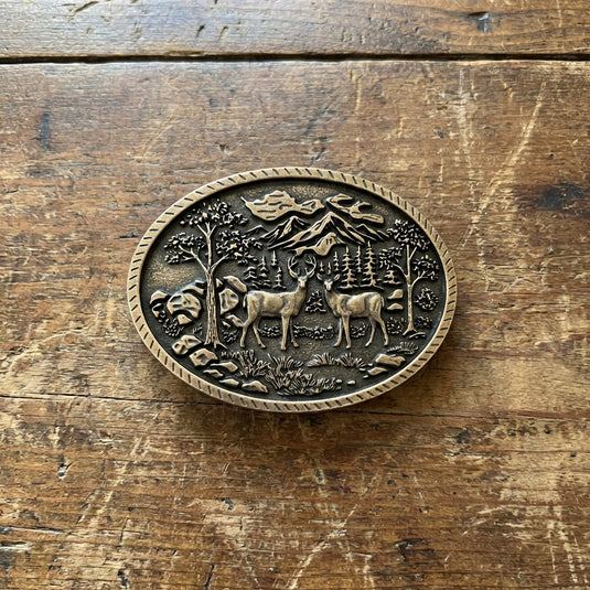 RLB523 - RockinLeather Deer in Woods Belt Buckle