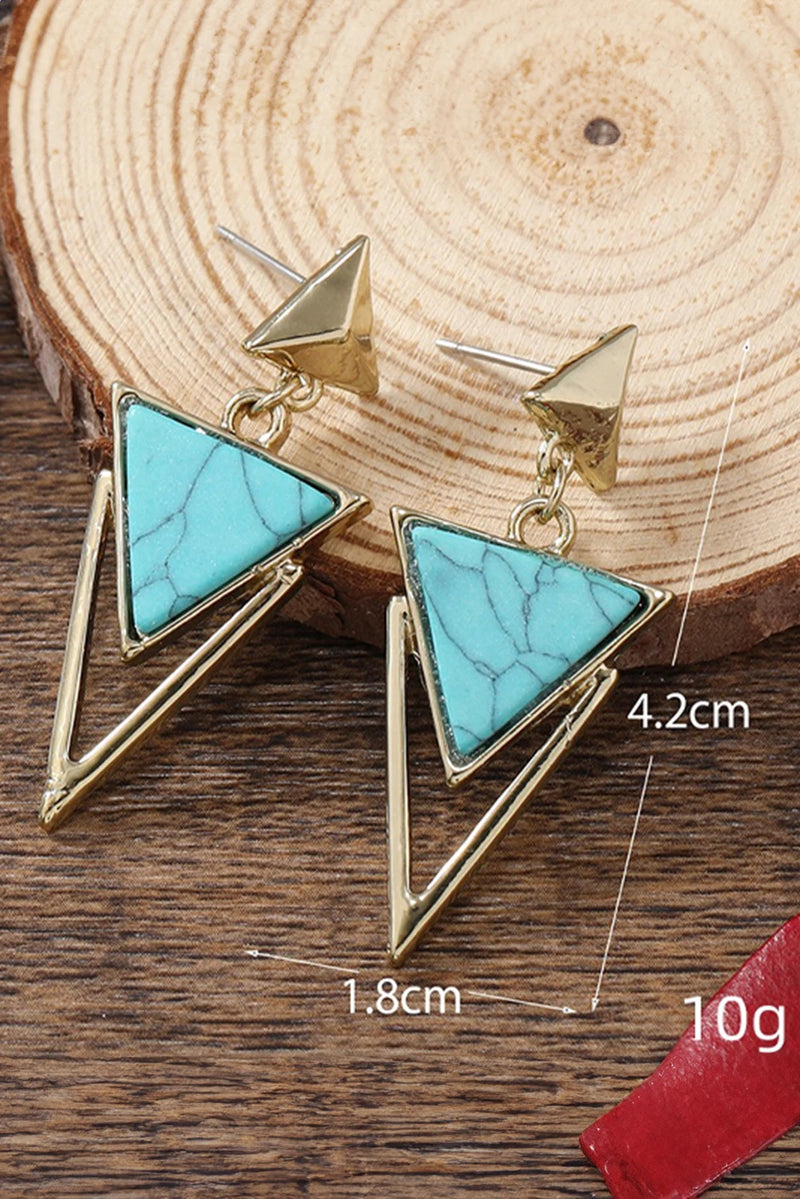Load image into Gallery viewer, DLLER 20 - Three Triangles Turquoise Decor Stud Dangle Earrings
