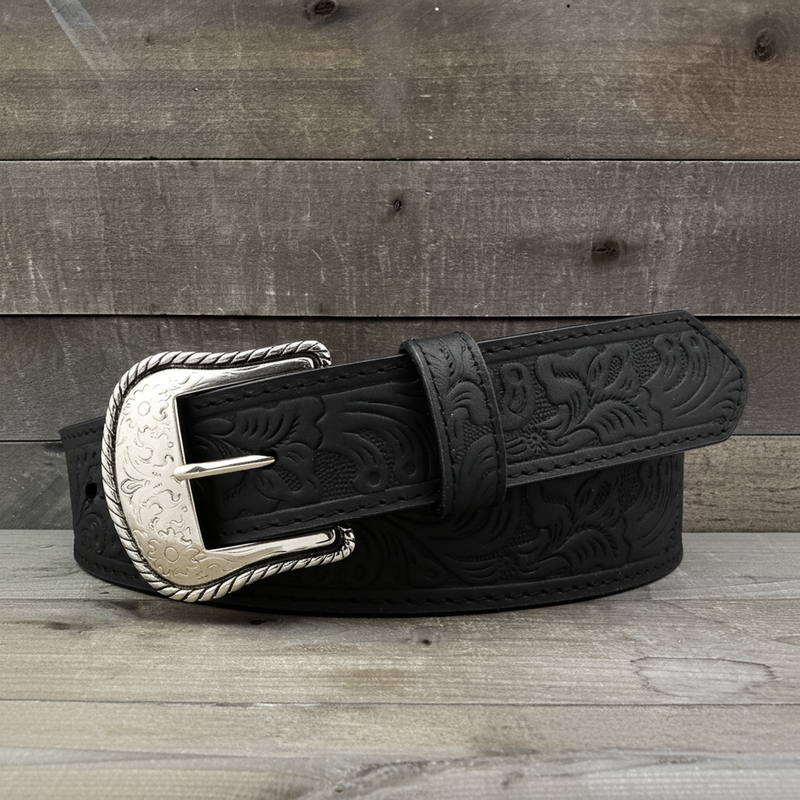 Load image into Gallery viewer, CP1006 - Cowboy Prayer Black Cowhide Leather Belt
