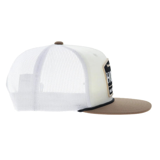 2658T-CRWH - Hooey "Trip" 5-Panel Trucker Snapback Hat Cream/White