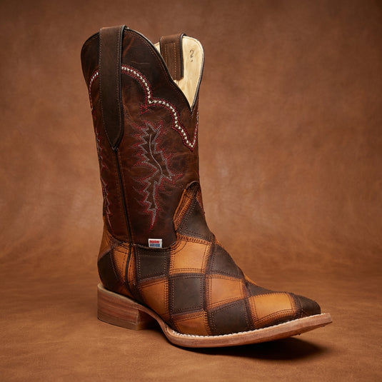 2201 - RockinLeather Women's Patchwork Square Toe Western Boot