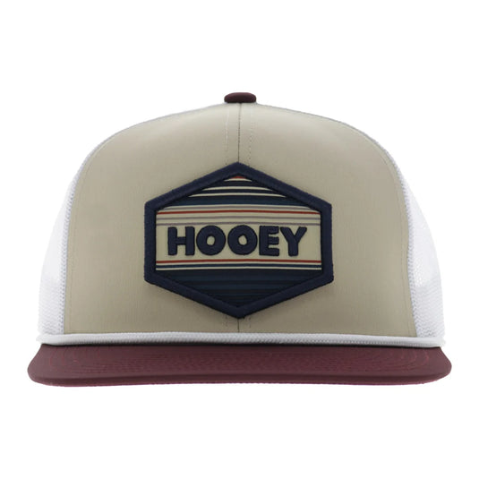 2687T-TNWH - Hooey "Mesa" 6-Panel Trucker Snapback Hat Tan/White