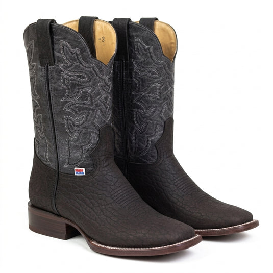 1246 - RockinLeather Men's Black Bull Shoulder Western Boot