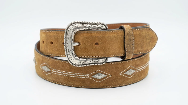 Load image into Gallery viewer, B21 - RockinLeather Brown Belt with Diamond Shape Conchos
