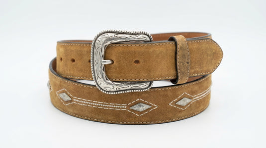 B21 - RockinLeather Brown Belt with Diamond Shape Conchos