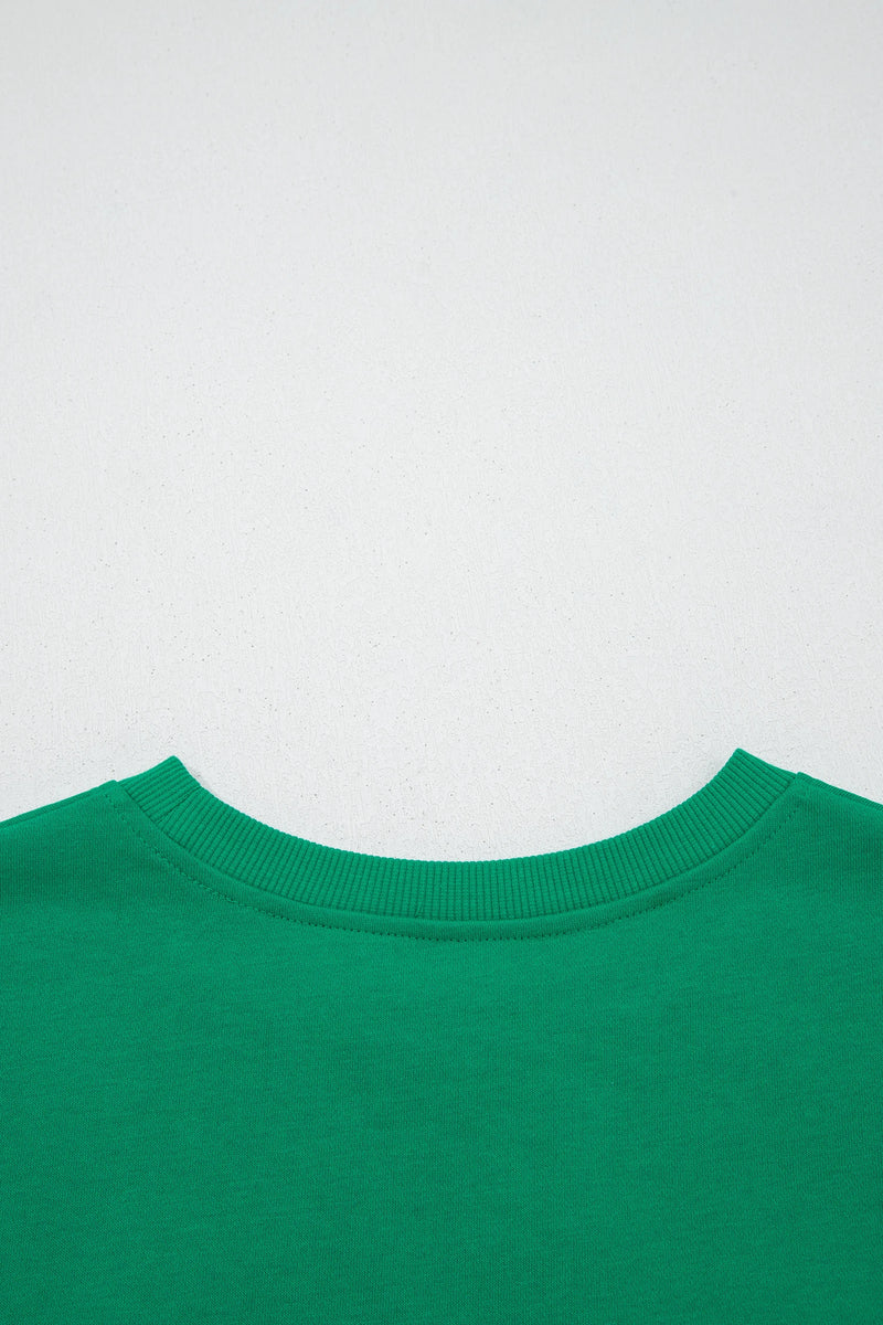 Load image into Gallery viewer, DLLS483 - Ladies Green Stripe Mixed Print Crew Neck Cap Sleeve T Shirt
