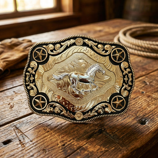 AWW28 - Horse Rose Gold 4 Star Buckle