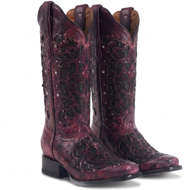 Load image into Gallery viewer, 2817 - RockinLeather Women's Magenta Crater Square Toe Western Boot
