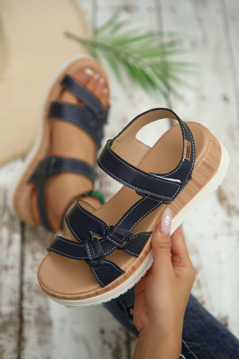 Load image into Gallery viewer, DLLSHOE 114 - Color Black Low Cut PU Leather Slip-on TPR Sole Casual Sandals
