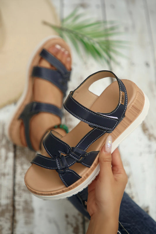 DLLSHOE 114 - Color Black Low Cut PU Leather Slip-on TPR Sole Casual Sandals