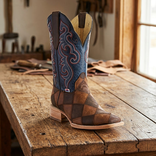 1151 - RockinLeather Men's Patchwork Leather Boot