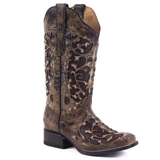 2815 - RockinLeather Women's Volcano Crater Square Toe Western Boot