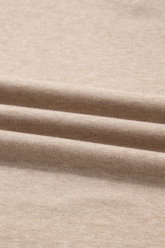 DLLS270 - Ladies Oatmeal V Neck Contrast Lace Patchwork Long Sleeve Top