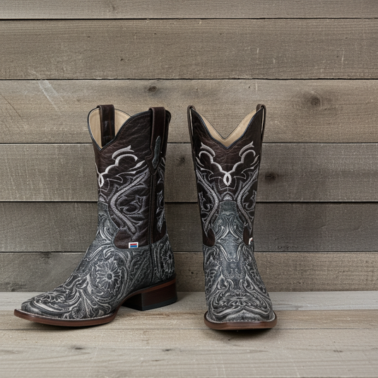 1220 - RockinLeather Men's Sedona Distressed Stamped Cowhide Leather Boot