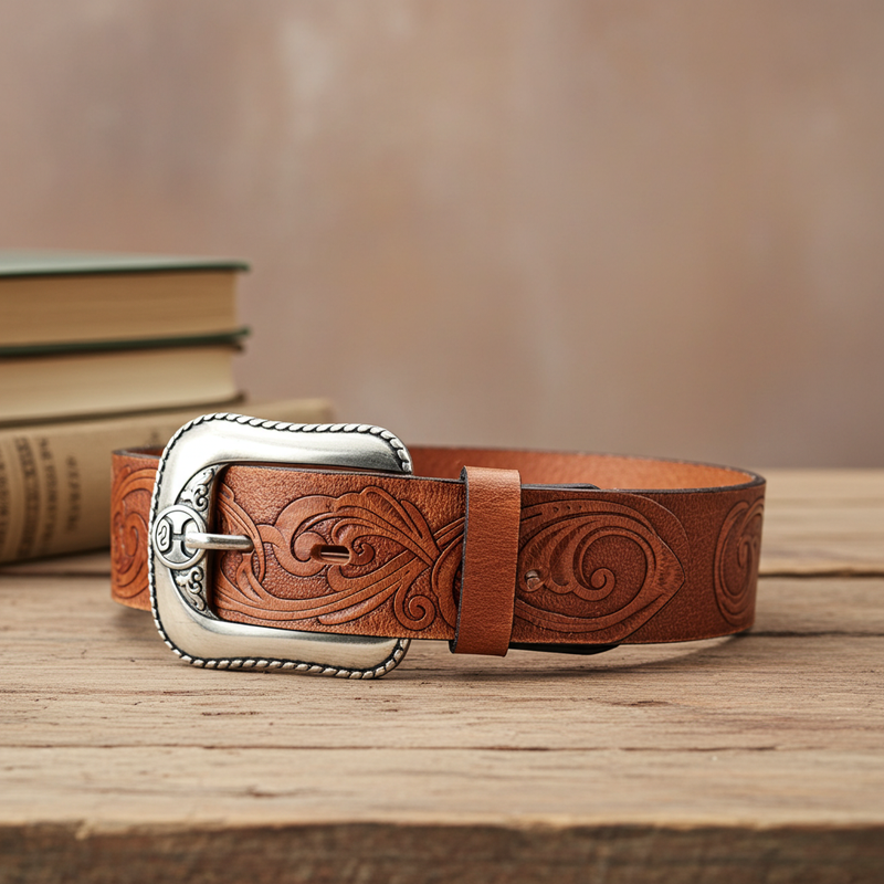 Load image into Gallery viewer, HMBLT045 - Hooey Classic Bomber 1.5&quot; Brown Leather Belt with Monterey Embossed Pattern
