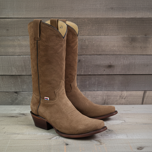 1226 - RockinLeather Men's Tobacco Suede Narrow Square Toe Western Boot