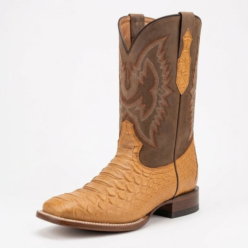 Load image into Gallery viewer, CP1708 - Cowboy Prayer Hand Crafted Tan Python Print Cowboy Boots
