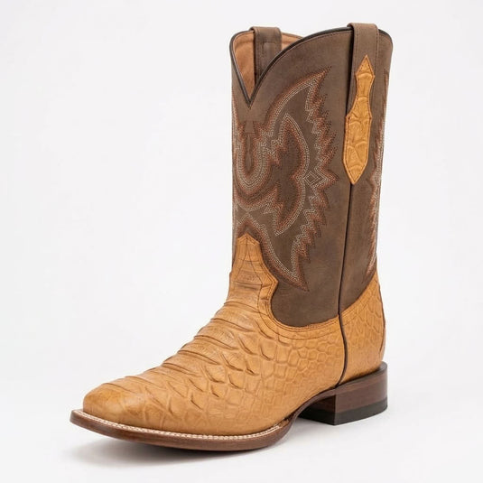 CP1708 - Cowboy Prayer Hand Crafted Tan Python Print Cowboy Boots