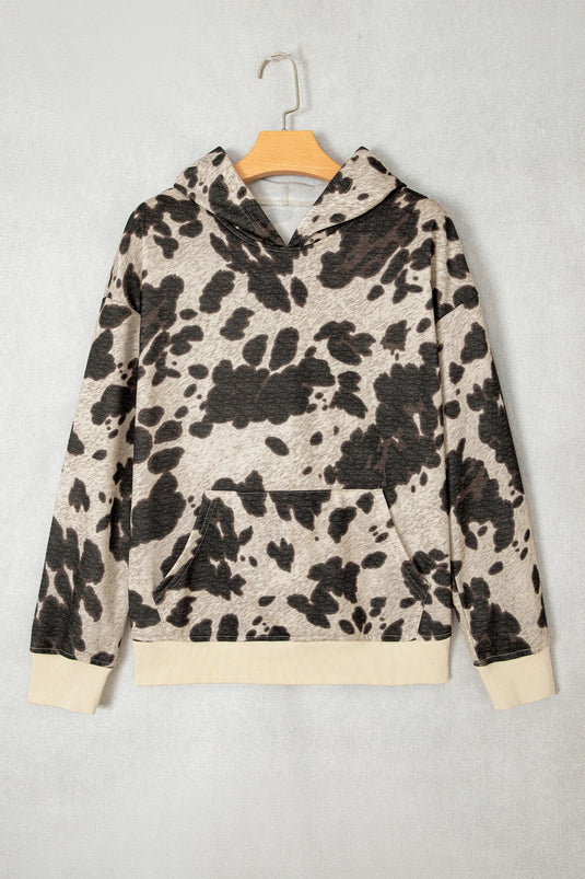 DLLS1058 - Ladies Multicolour Western Print Long Sleeve Pocket Regular Fit Hoodie