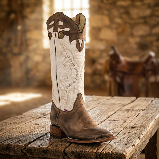 1587 - RockinLeather Men's Buckaroo Distressed Brown Western Boot