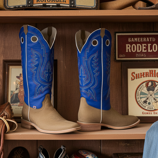 1106 - RockinLeather Men's Buckaroo Blue Shaft Western Boot