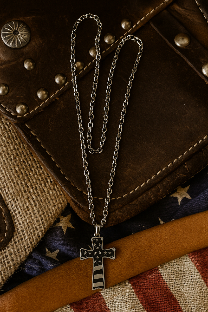 Load image into Gallery viewer, NC4360 - Montana Silversmiths Inspirational Patriotism Cross Necklace
