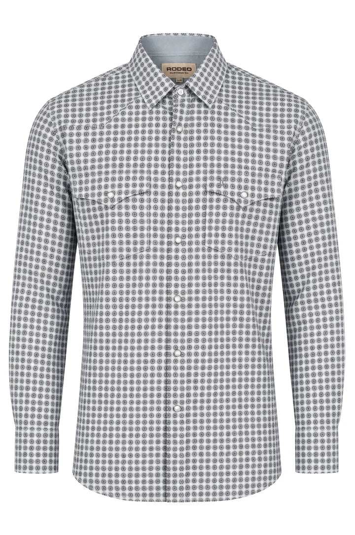 Load image into Gallery viewer, MPS110L-1155 - Rodeo Clothing Men's Western Pearl Snap Aztec Print Shirt
