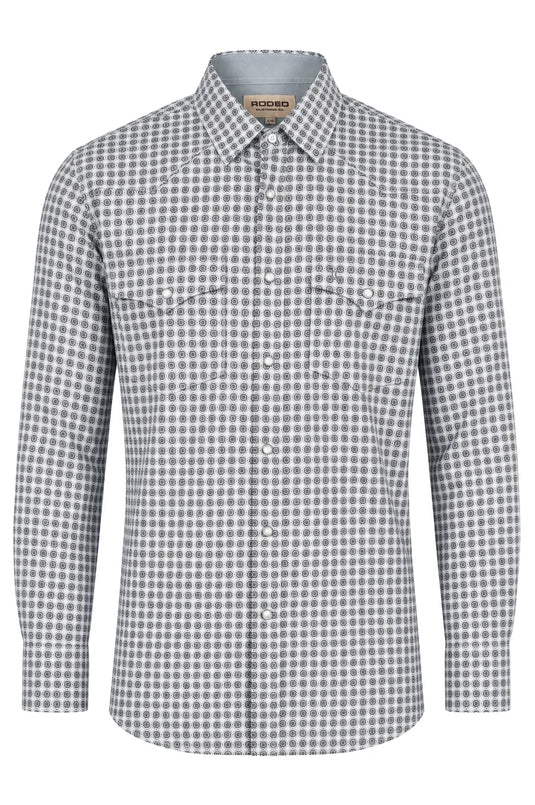MPS110L-1155 - Rodeo Clothing Men's Western Pearl Snap Aztec Print Shirt