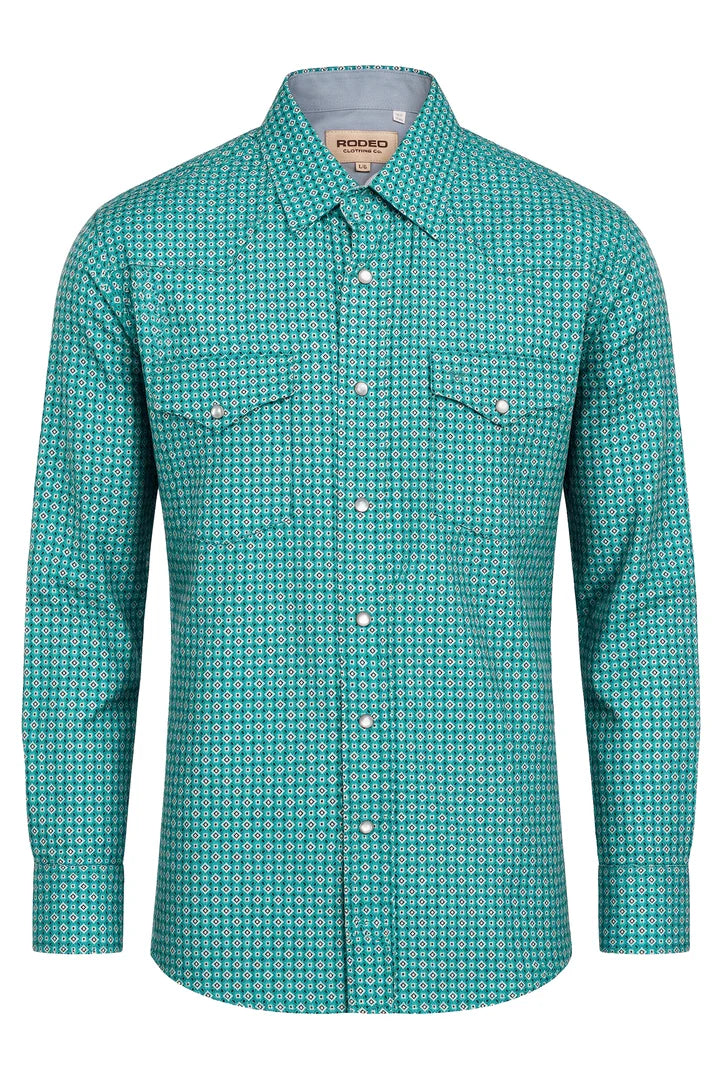 Load image into Gallery viewer, MPS110L-1159 - Rodeo Clothing Men's Western Pearl Snap Aztec Print Shirt

